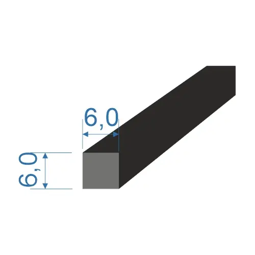 Pouze Dnes 0539006 Pryžový profil 6x6mm NBR 45°Sh čtvercový
